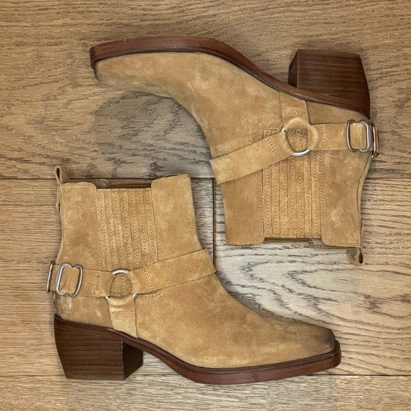 Sam Edelman Bellamie Suede Riding Heel Biker Boots - Size 7.5 - EUC - Tan - Picture 3 of 8